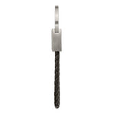 Chisel Stainless Steel Brushed and Hammered Black Leather Key Ring